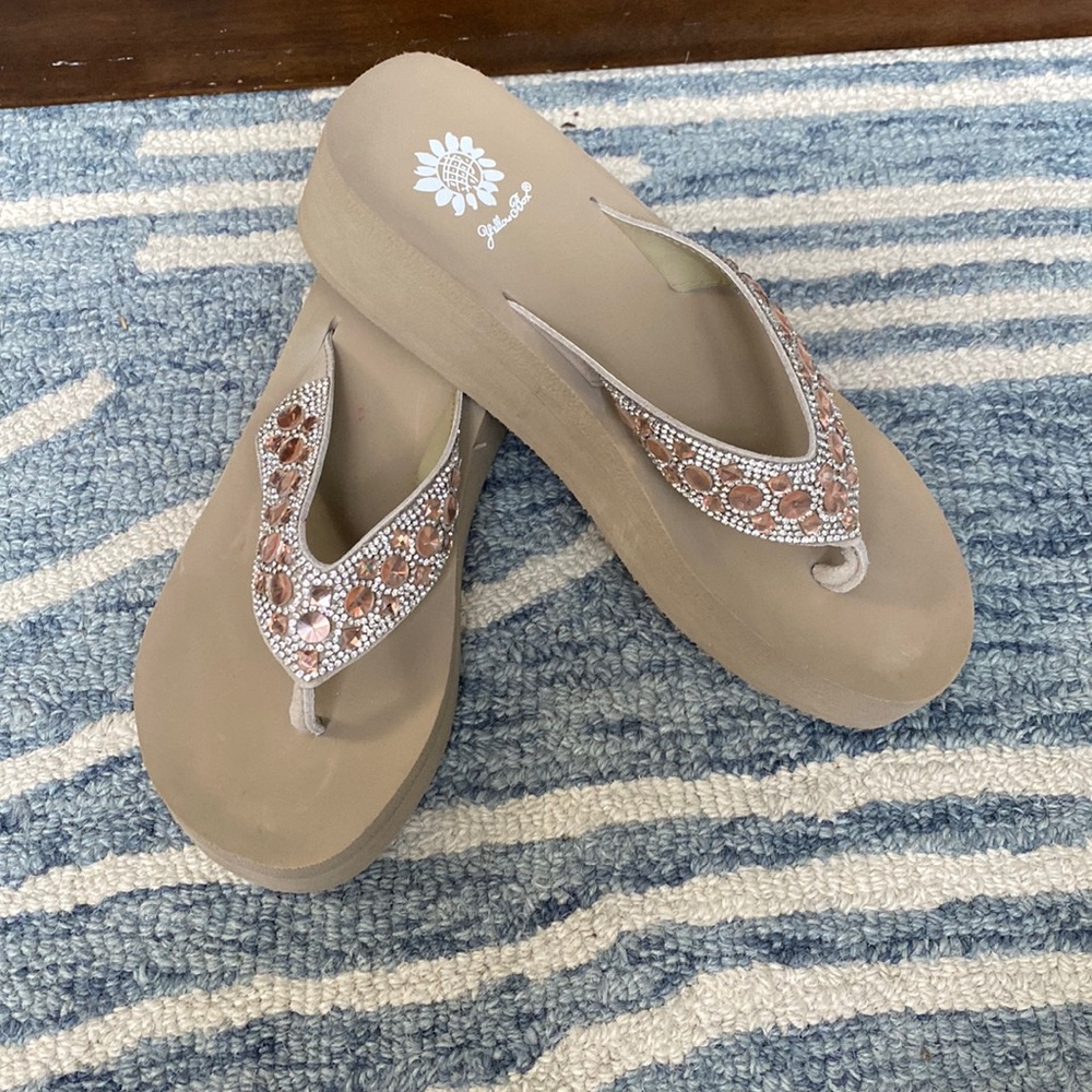 Yellow Box wedge flip flops